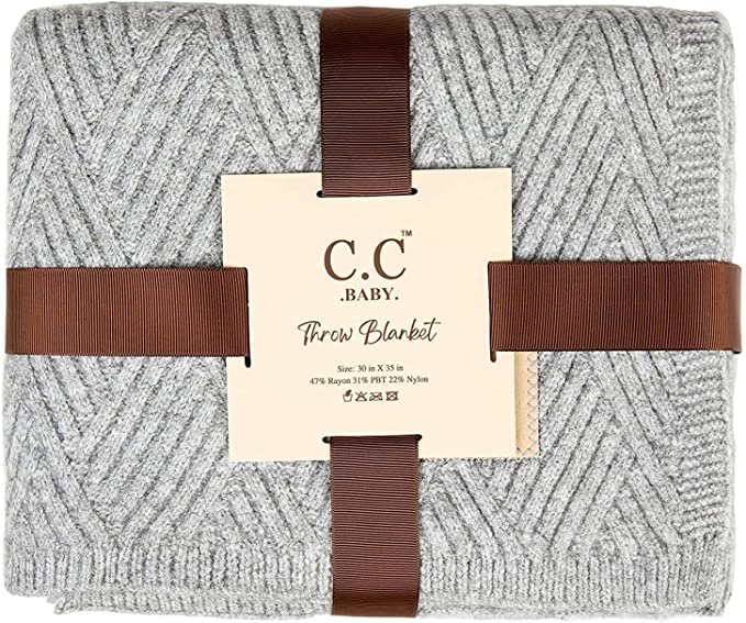 Babydeken met diagonaal patroon - grijs