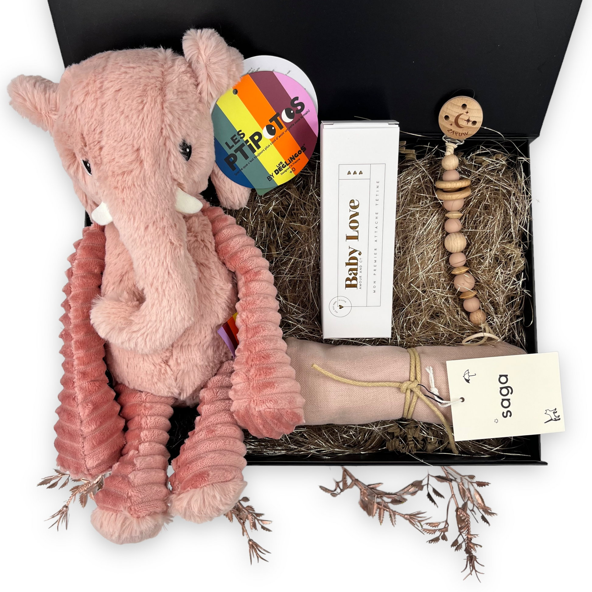 Een luxe cadeau voor de pasgeboren baby om te geven net na de geboorte - speelse momenten - in kleur roze